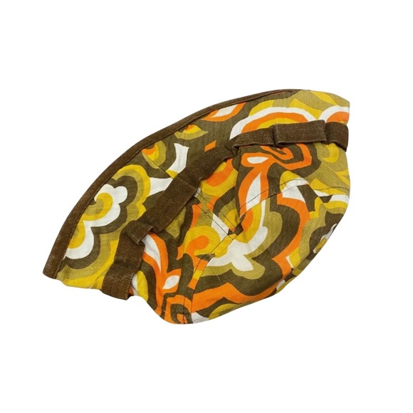 Vintage Retro Groovy Bucket Hat Hair Accessory Yellow Brown White 1960's 60's - Picture 4 of 4